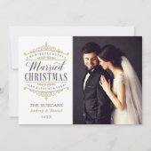 ヴィンテージ白金ゴールド結婚したクリスマス結婚の写真 シーズンカード (正面)