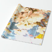 ヴィンテージ白青春花 ラッピングペーパー (アンロールド)