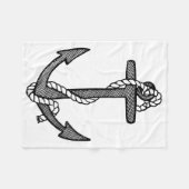 ヴィンテージ白黒いかりとロープ フリースブランケット (正面(横))