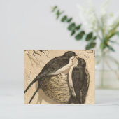 ヴィンテージ白黒かわいいラブバ絵画リズ ポストカード (スタンド正面)