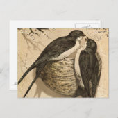 ヴィンテージ白黒かわいいラブバ絵画リズ ポストカード (正面/裏面)