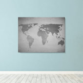 ヴィンテージ白黒の世界地図 キャンバスプリント (インサイチュ (ウッドフロア))