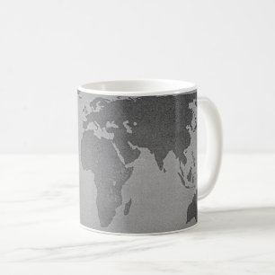ヴィンテージ白黒の世界地図 コーヒーマグカップ