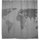 ヴィンテージ白黒の世界地図 シャワーカーテン (正面)