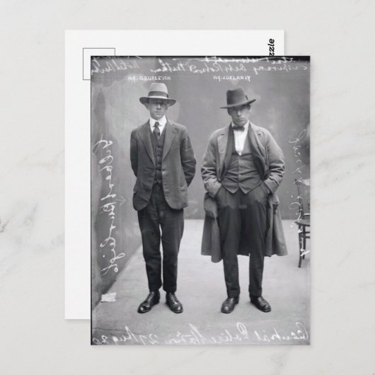 ヴィンテージ白黒の刑事男性マグ・ショット ポストカード (正面/裏面)