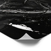 ヴィンテージ白黒の壊れたハートイラストレーション ポスター (角)