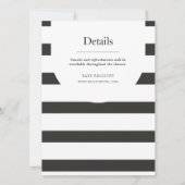 ヴィンテージ白黒の水平ストライプシャワー 招待状 (裏面)