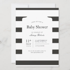 ヴィンテージ白黒の水平ストライプシャワー 招待状