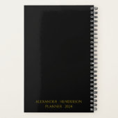 ヴィンテージ白黒の水色チェス金ゴールド名 プランナー手帳 (裏面)