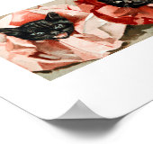 ヴィンテージ白黒の猫 – ジャヌスのリトグラフ ポスター (角)