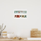 ヴィンテージ白黒の猫 – ジャヌスのリトグラフ ポスター (キッチン)