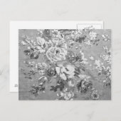 ヴィンテージ白黒の生花模様 ポストカード (正面/裏面)