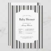 ヴィンテージ白黒の縦方向のバランスの取れたストライプ 招待状 (正面/裏面)