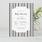 ヴィンテージ白黒の縦方向のバランスの取れたストライプ 招待状 (スタンド正面)