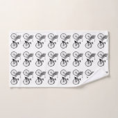 ヴィンテージ白黒の自転車模様 バスタオルセット (ハンドタオル)