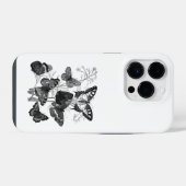 ヴィンテージ白黒の蝶 iPhoneケース (裏面横)