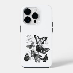ヴィンテージ白黒の蝶 iPhone 14 PROケース