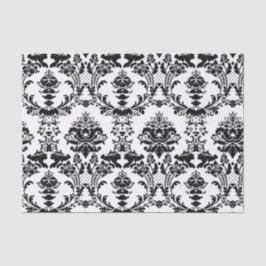 ヴィンテージ白黒の装飾ダマスクパターン 薄葉紙