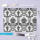 ヴィンテージ白黒の装飾ダマスクパターン 薄葉紙 (クラフト)