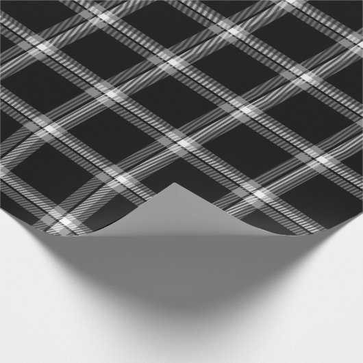 ヴィンテージ白黒の農家の格子模様 ラッピングペーパー (角)