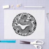 ヴィンテージ白黒アジア竜パーティー組織 薄葉紙 (クラフト)