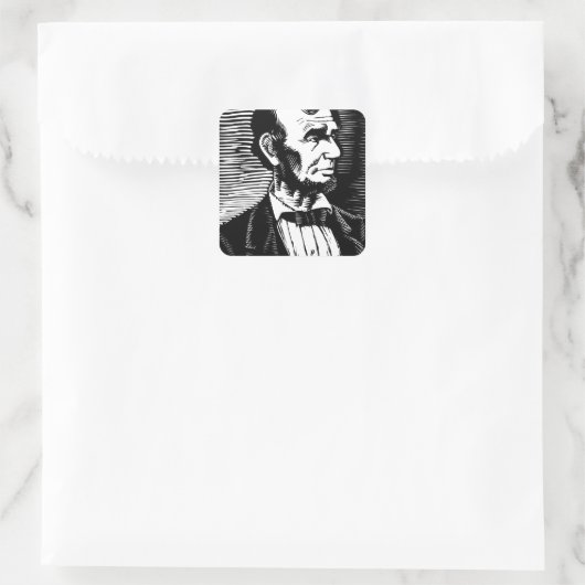ヴィンテージ白黒アブラハムリンカーンポートレート スクエアシール (バッグ)