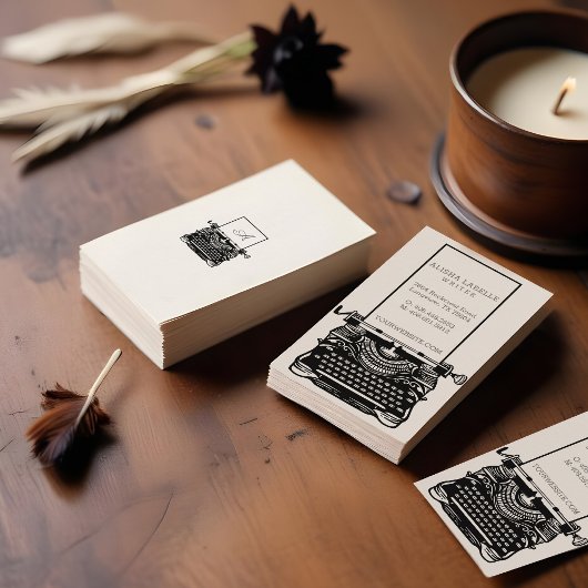 ヴィンテージ白黒アンティークタイプライターモノグラム 名刺