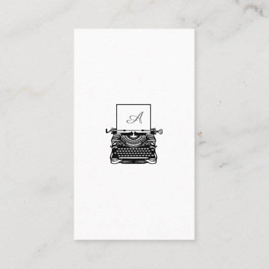 ヴィンテージ白黒アンティークタイプライターモノグラム 名刺 (裏面)