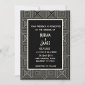 ヴィンテージ白黒アールデコインスパイア結婚の 招待状 (正面)