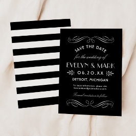 ヴィンテージ白黒アールデコ結婚 セーブザデート