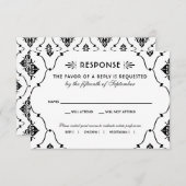 ヴィンテージ白黒アールデコ結婚 出欠カード (正面/裏面)