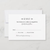 ヴィンテージ白黒アールデコ結婚 出欠カード (正面)