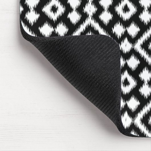 ヴィンテージ白黒イカットダイヤモンド正方形パターン マウスパッド (コーナー)