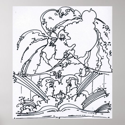 ヴィンテージ白黒イラストレーション60sポスター ポスター (正面)