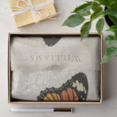 ヴィンテージ白黒オレンジバタフライティッシュペーパー 薄葉紙 (ギフト)