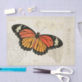 ヴィンテージ白黒オレンジバタフライティッシュペーパー 薄葉紙 (クラフト)