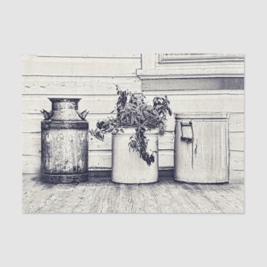 ヴィンテージ白黒カントリー素朴ジャグ 薄葉紙 (正面)