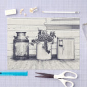 ヴィンテージ白黒カントリー素朴ジャグ 薄葉紙 (クラフト)