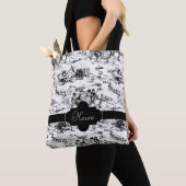 ヴィンテージ白黒カントリー トートバッグ (クローズアップ)