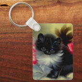 ヴィンテージ白黒キットン絵画ズ キーホルダー (正面)