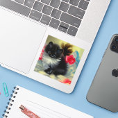 ヴィンテージ白黒キットン絵画ズ シール (ノートパソコンとiPhone)