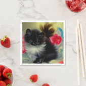 ヴィンテージ白黒キットン絵画ズ スタンダードカクテルナプキン (インサイチュ)