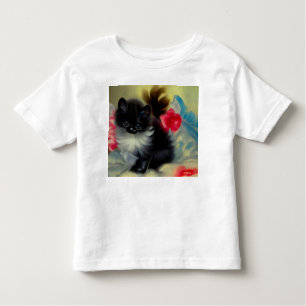 ヴィンテージ白黒キットン絵画ズ トドラーTシャツ