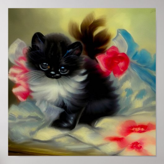 ヴィンテージ白黒キットン絵画ズ ポスター (正面)