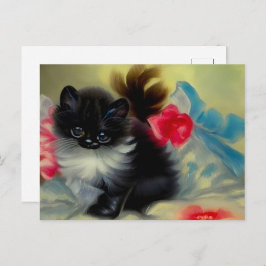 ヴィンテージ白黒キットン絵画ズ ポストカード (正面/裏面)