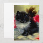 ヴィンテージ白黒キットン絵画ズ 招待状 (正面/裏面)