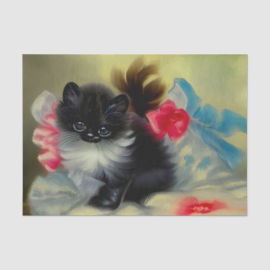 ヴィンテージ白黒キットン絵画ズ 薄葉紙 (正面)