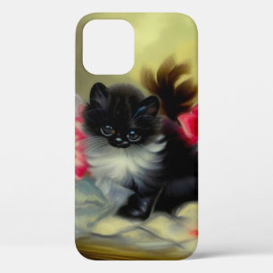 ヴィンテージ白黒キットン絵画ズ iPhone 12ケース