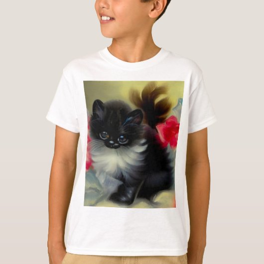 ヴィンテージ白黒キットン絵画ズ Tシャツ (正面)