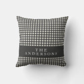 ヴィンテージ白黒ギンガムプレイドパーソナライズされた クッション (裏面)